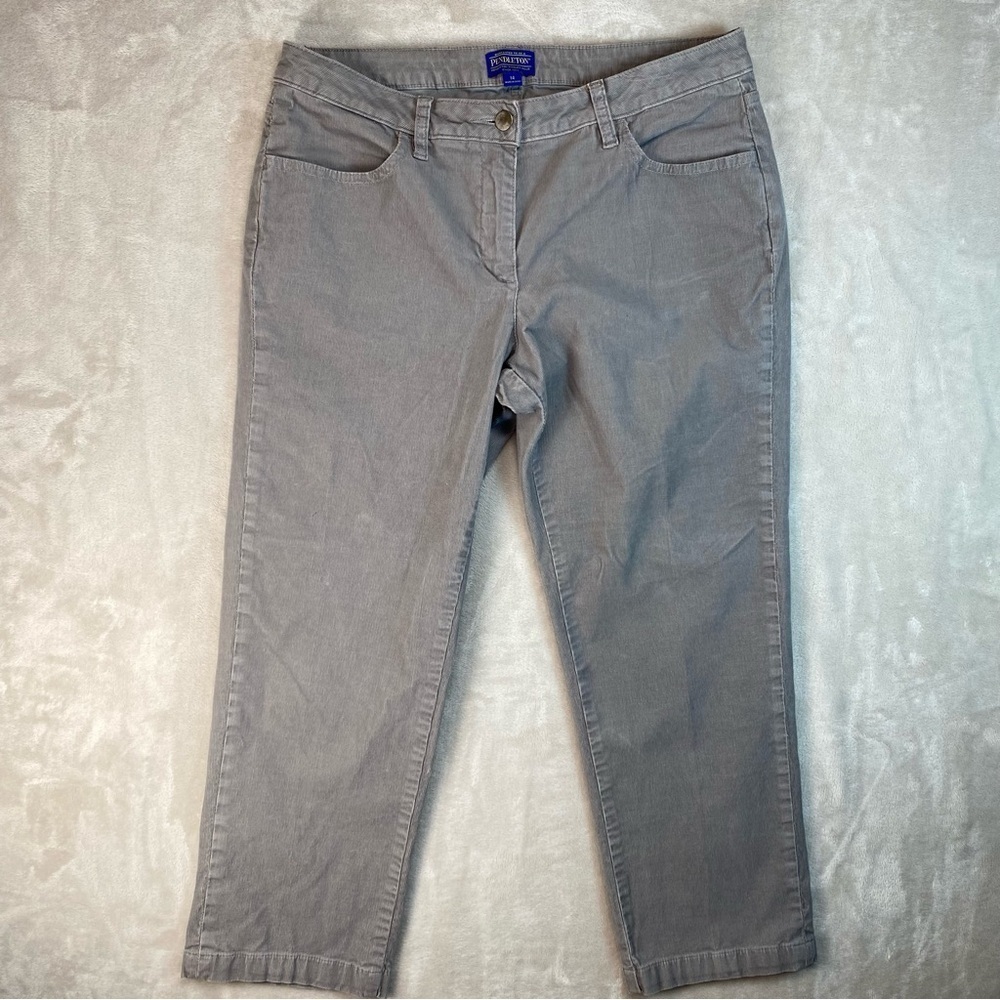 Pendleton Woman’s Cropped Straight Corduroy Pants Gray 14
